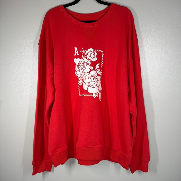 Goodfellow & Co Other - Goodfellow & Co Mens Graphic Sweatshirt XXL Red Rose Ace of Hearts French Terry